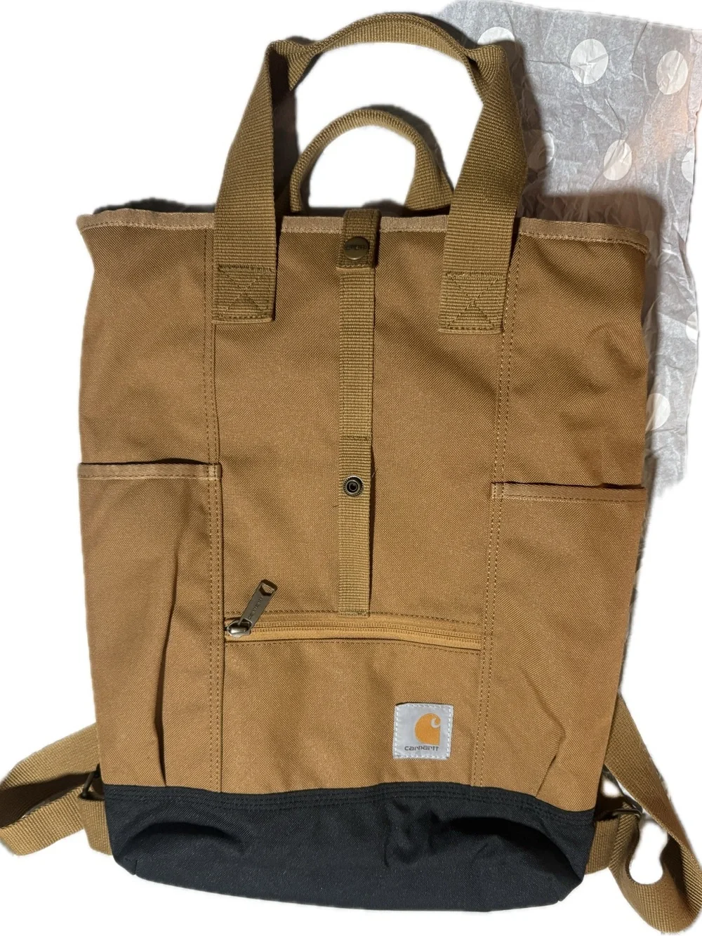 Carhartt Tan Canvas Backpack with Black Base